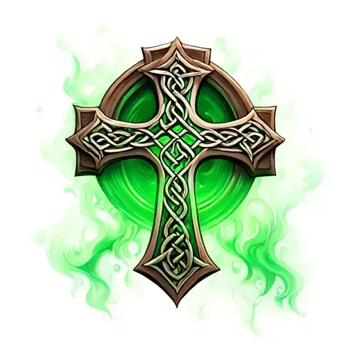 Celtic Cross With Green Fading Out