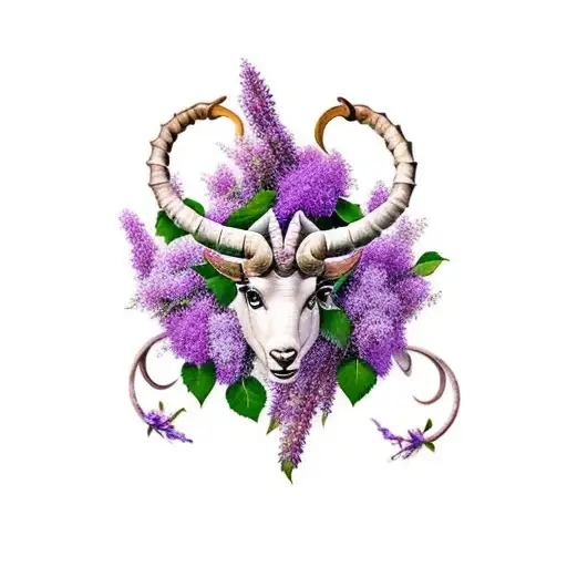 Capricorn With Lilacs And Lavender Sprigs