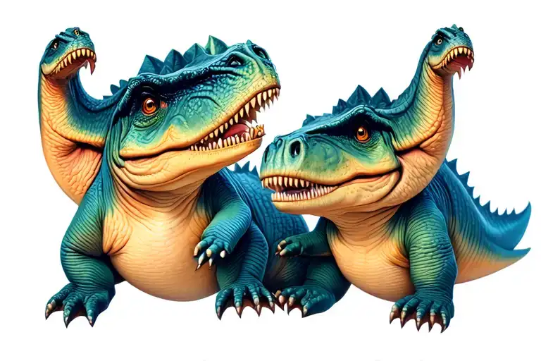 Cute Baby Portrait Of Dinosaurs Playing