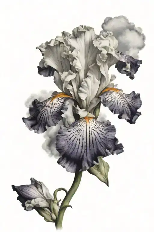 Iris Flower With Clouds Surrounding And Christian Things Filling