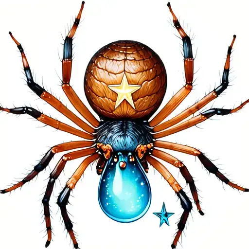 Tiny And Delicate Spider With A Tear And A Star
