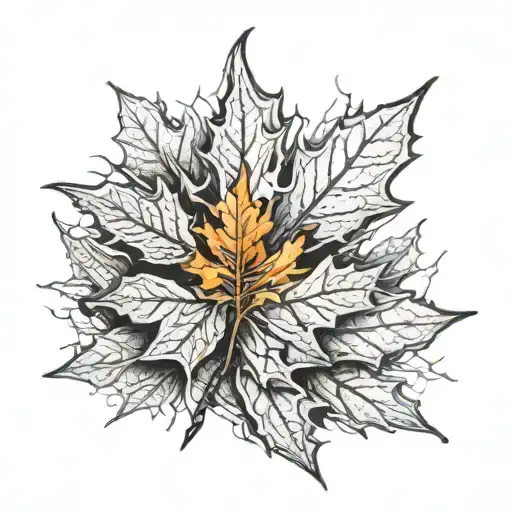 Maple Leaf With A Cutting Torch Crossing In Front Of It