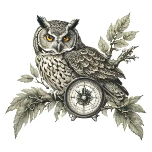 Owl Of Massona Compass Forest Scene