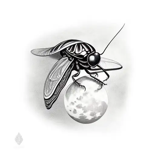 Cicada With A Crescent Moon
