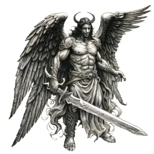 Black Angel Holding A Sword