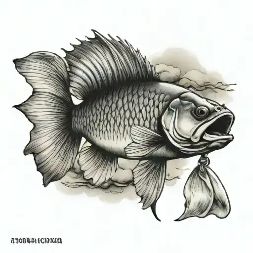 Tattoo For A Fisherman Of A Tench Fish With A Finely Drawn Tail