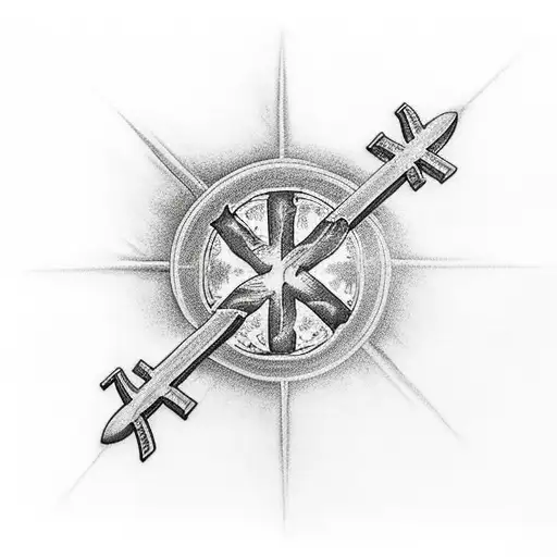 Christian Cross Flying Over Flames To Heaven