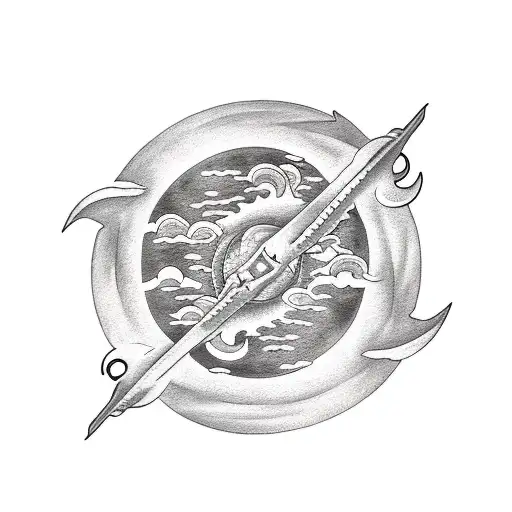 Dragon With Sun And Moon And Cloud