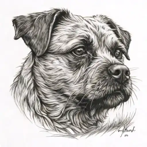 Border Terrier Dog Hunting Scene