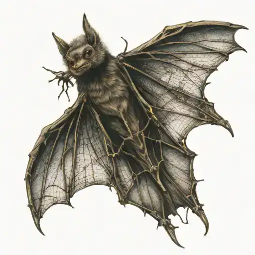 Bat Wings Spread With Barb Wire Filament That Spells