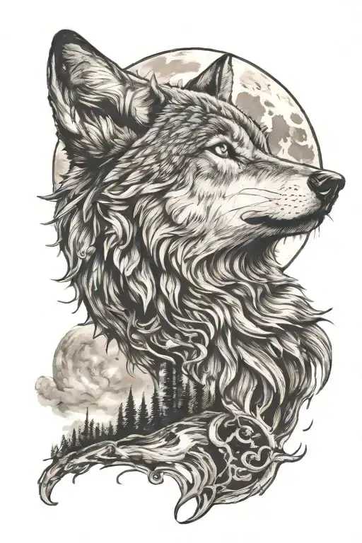 Wolf Howling At The Moon Placed On Forearm
