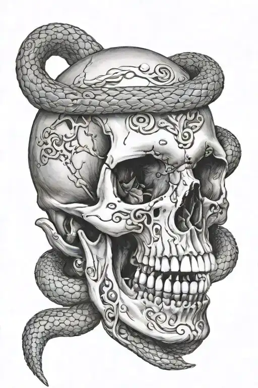 Skull With Snake
