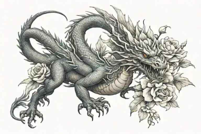 Dragon With Flowers