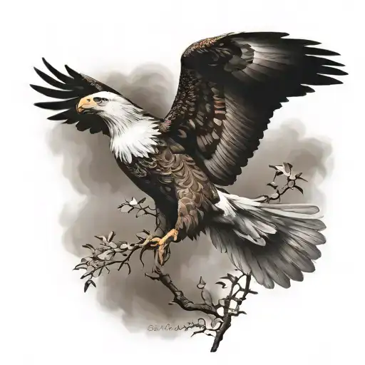 Flying Eagle And Dove Flying