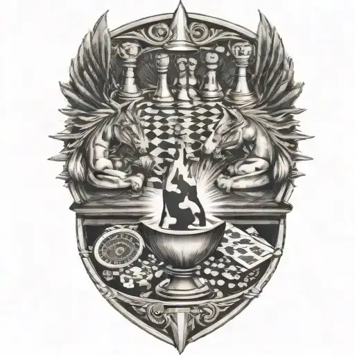 4 Chess Pieces Sitting At A Poker Table In A Dive Bar