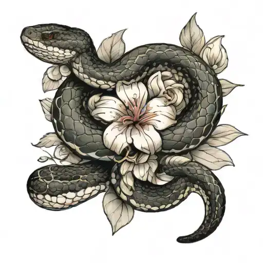 Snake With Flowers
