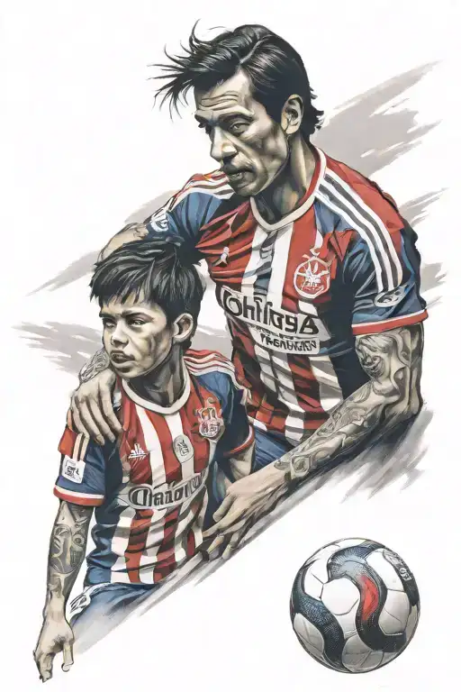 Father And Son Fans Of Chivas De Guadalajara Football