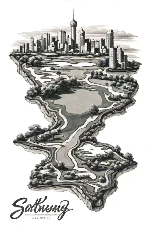 Golf Course In City Skyline