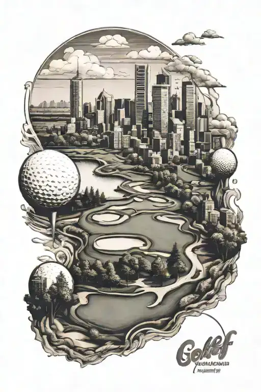 Golf Course In City Skyline