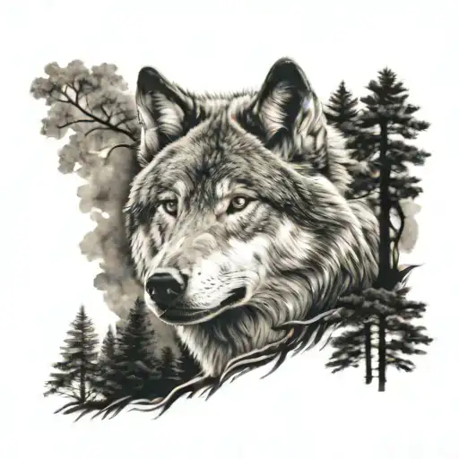 Wolf And Trees