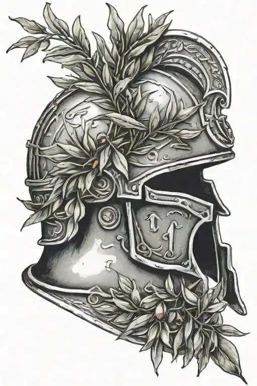 Roman Soldier's Helmet Wrapped In An Olive Branch