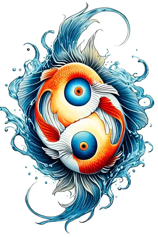 Yin Yang Fish Swimming Gracefully In The Deep