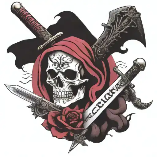 Skull With A Sword Through It With Fuck Cancer Phrase Written