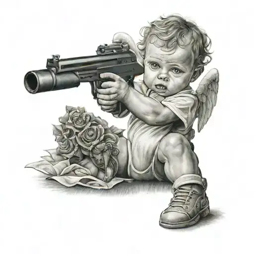 Gangser Baby Angel Aiming A Gun