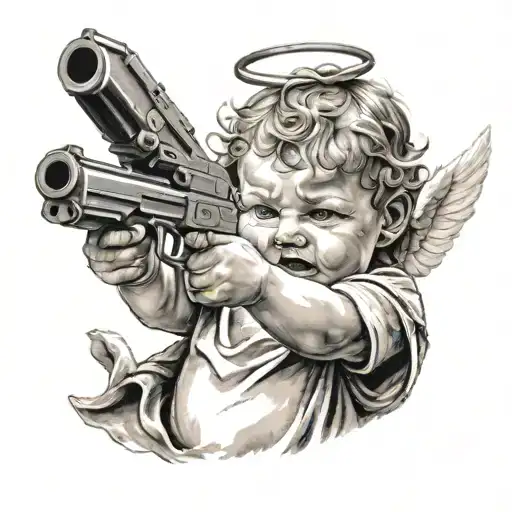 Gangser Street Baby Angel Aiming A Gun