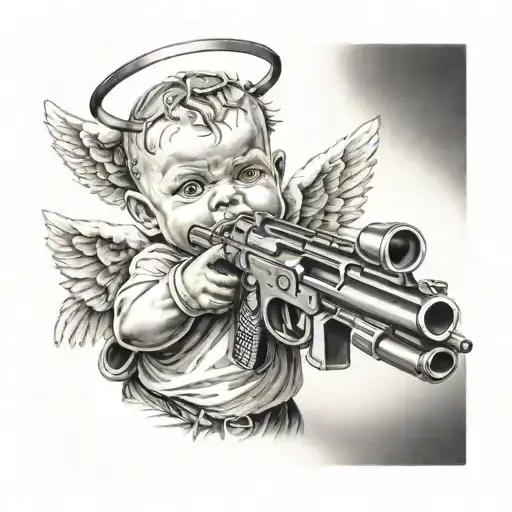 Gangser Street Baby Angel Aiming A Gun