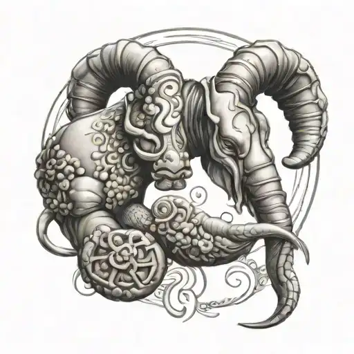 Cancer Zodiac Sign Intertwined With Aries Zodiac Sign