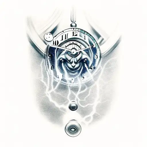 Thor With A Clock Over Her Head Holded By Hand