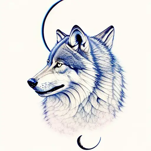 A Majestic Wolf Howling At A Crescent Moon Surrounded By A Dense Forest Of Towering Pines