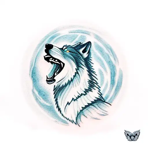 A Wolf Howling At The Moon In A Dense Pine Forest