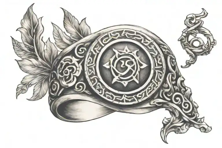 Ring Tattoo Featuring Iconic Symbols