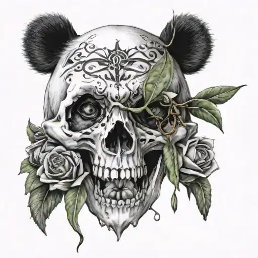 Panda Skull With Letter Budd In It Hold By The Virgin Mary