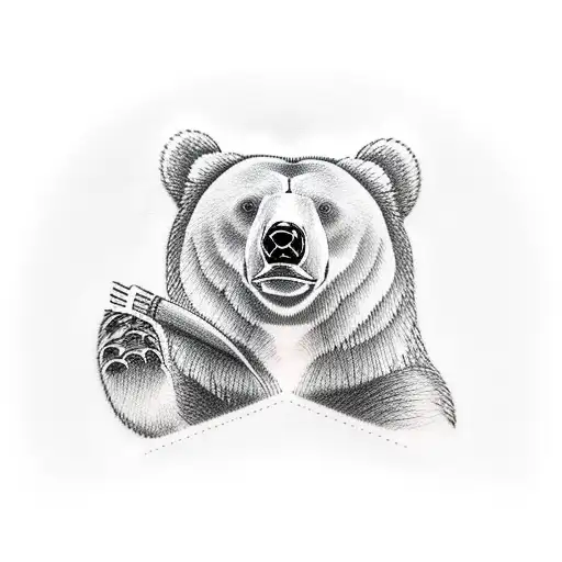 Bear Holding A Mouse In His Paws