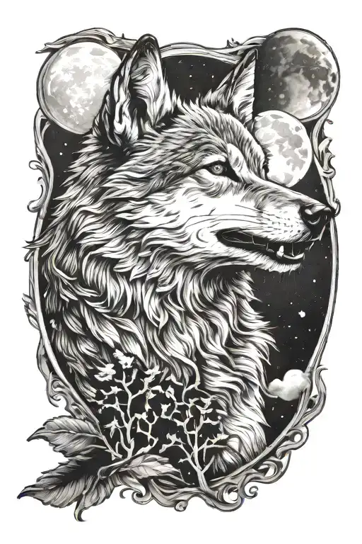 Puppy Wolf Howling At The Moon