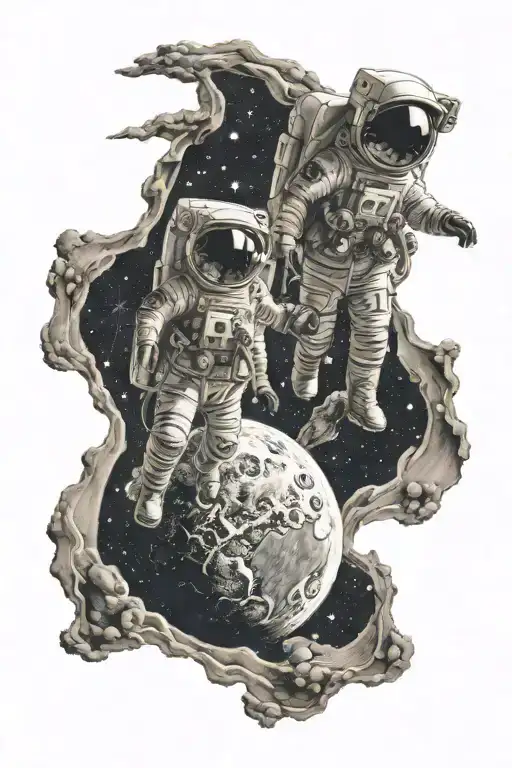 Two Brothers Looking At The Earth From The Moon