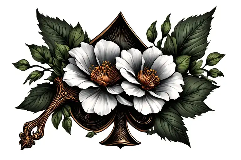 Floral Design Featuring A Spade For Lower Back