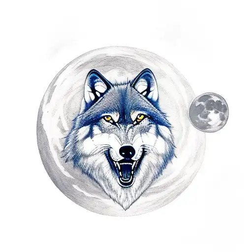 A Majestic Wolf Howling At A Red Moon Amidst A Dense Forest