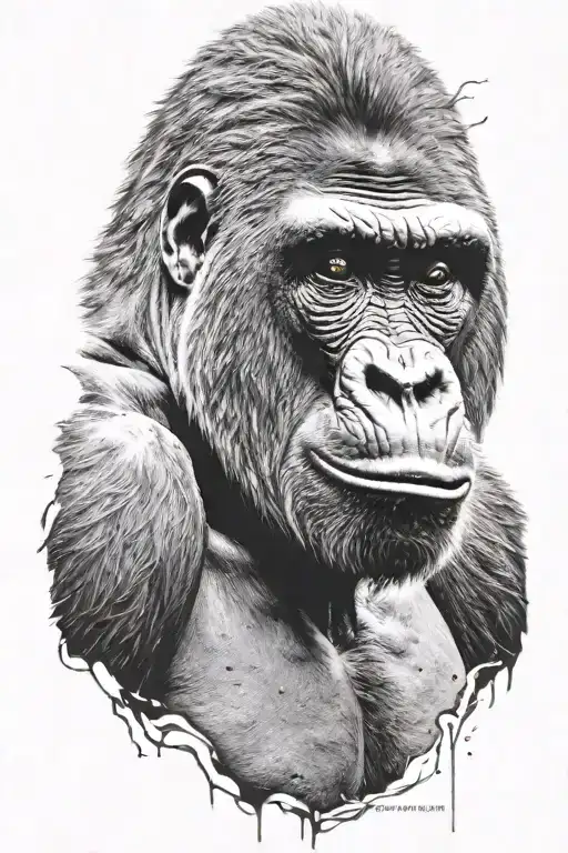Gorilla With Background Black And White