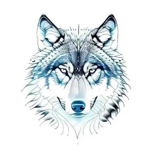 A Chained Huge Wolf In The Forest