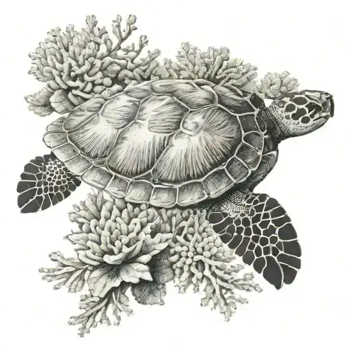 Sea Turtle With Coral Growing