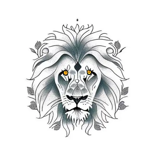 Lion Roaring With Falling Japanese Blossoms For Thigh