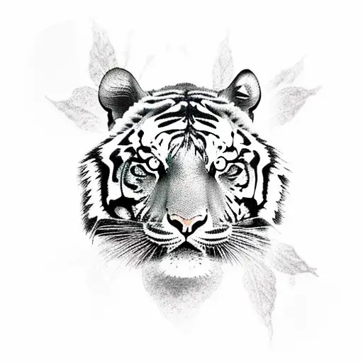 Tiger With Japannese Tree