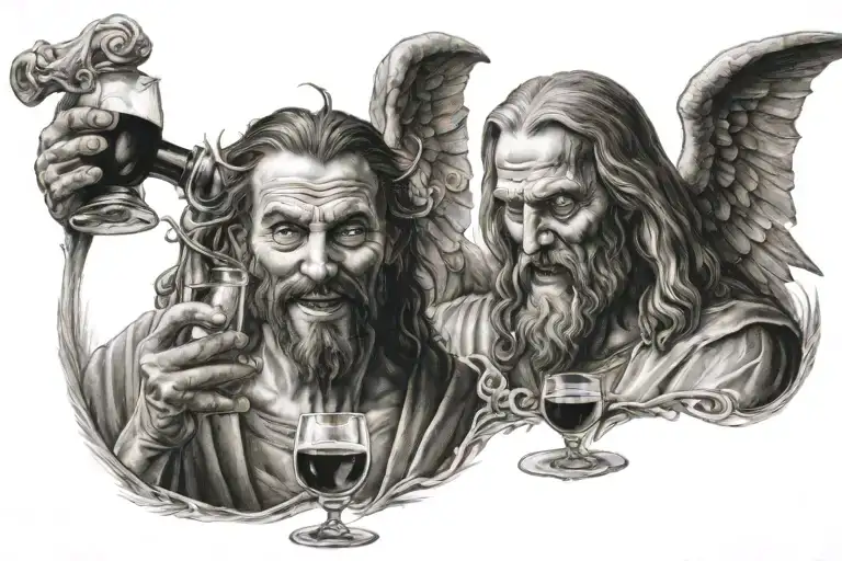 Satan Drinking Wine With Jesus Christ