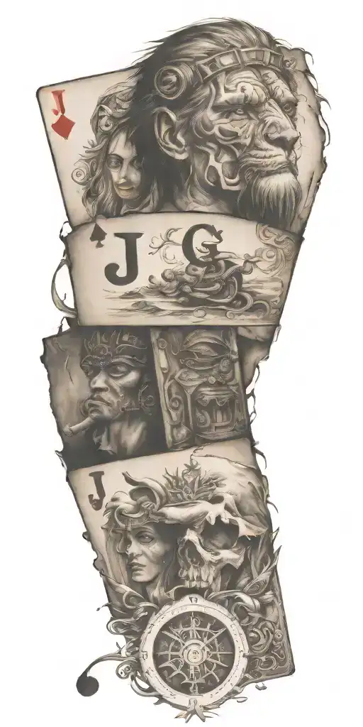 The Bottom Card Make The Letter J And G