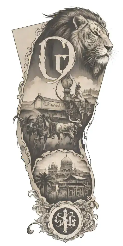 Punjabi Tattoo Design Featuring Stocks And The Letter G