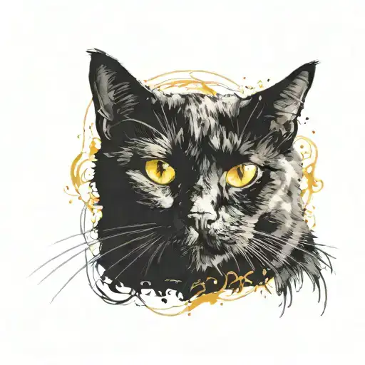 Black Cat With Yellow Eyes With The Words Mark Under Him